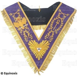 Collar masónico muaré – Menfis-Mizraim – 99° grado – Aigle et croix ankh – Bordado a mano