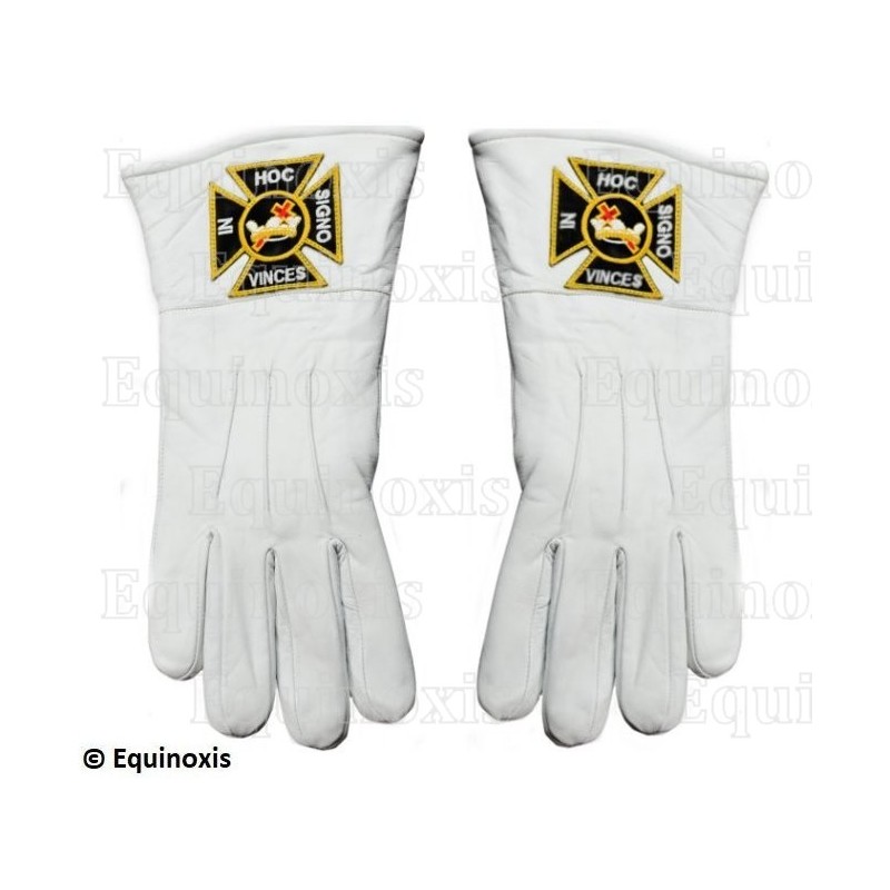 Guantes masónicos de cuero blanco – Orden de la Cruz Roja de Constantino – Talla XS
