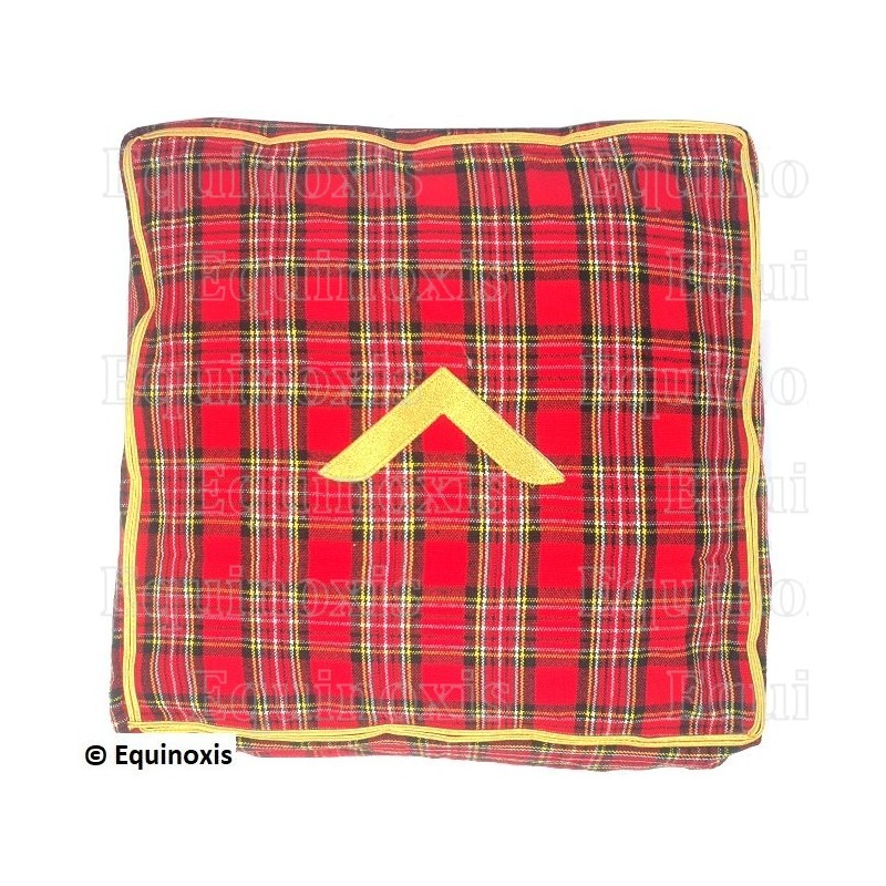 Cojín masónico – Rito Estándar de Escocia – Funda de tartán – Cuadrado bordado a máquina