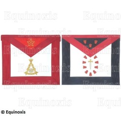 Mandil masónico de imitación de cuero – Capítulo Francés – 1.º y 2.º Órdenes – Reversible – Bordado a máquina