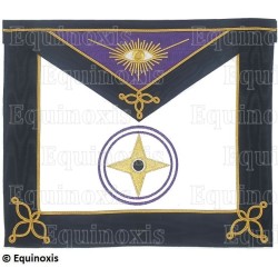 Mandil masónico de cuero – Menfis-Mizraim – 95° grado – 33 cm x 39 cm – Bordado a mano