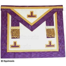Mandil masónico de imitación de cuero – Menfis-Mizraim – Venerable Maestro – 3 taus + colgantes – Púrpura