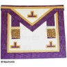Mandil masónico de imitación de cuero – Menfis-Mizraim – Venerable Maestro – 3 taus + colgantes – Púrpura