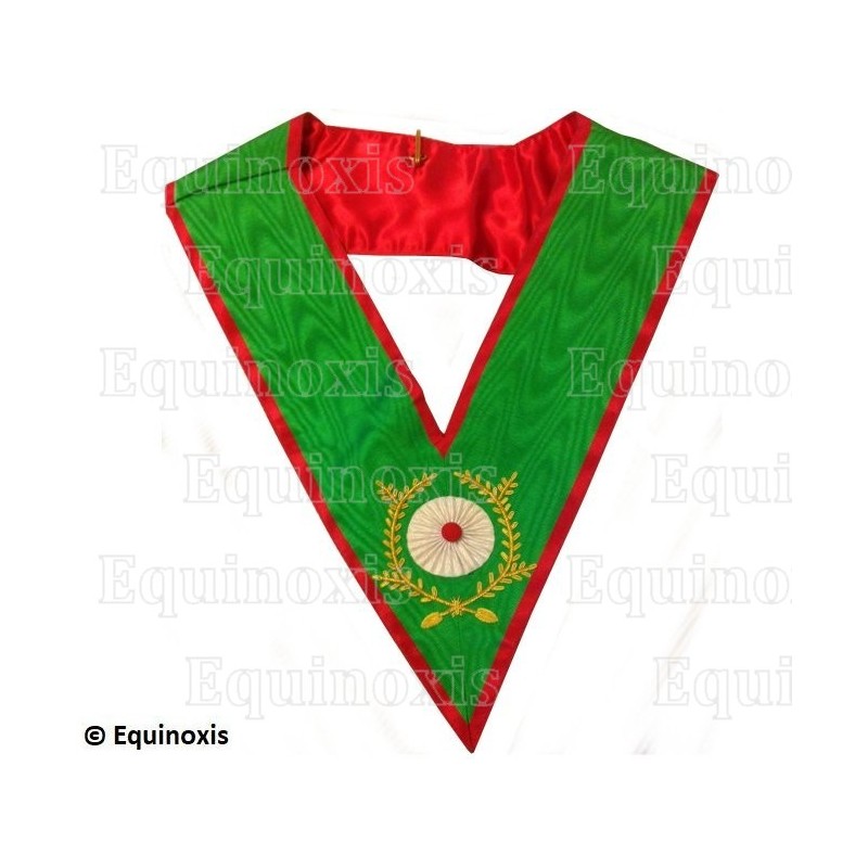 Collar masónico muaré – RER – Maestro Escocés de San Andrés – Grand Officier – Bordado a mano