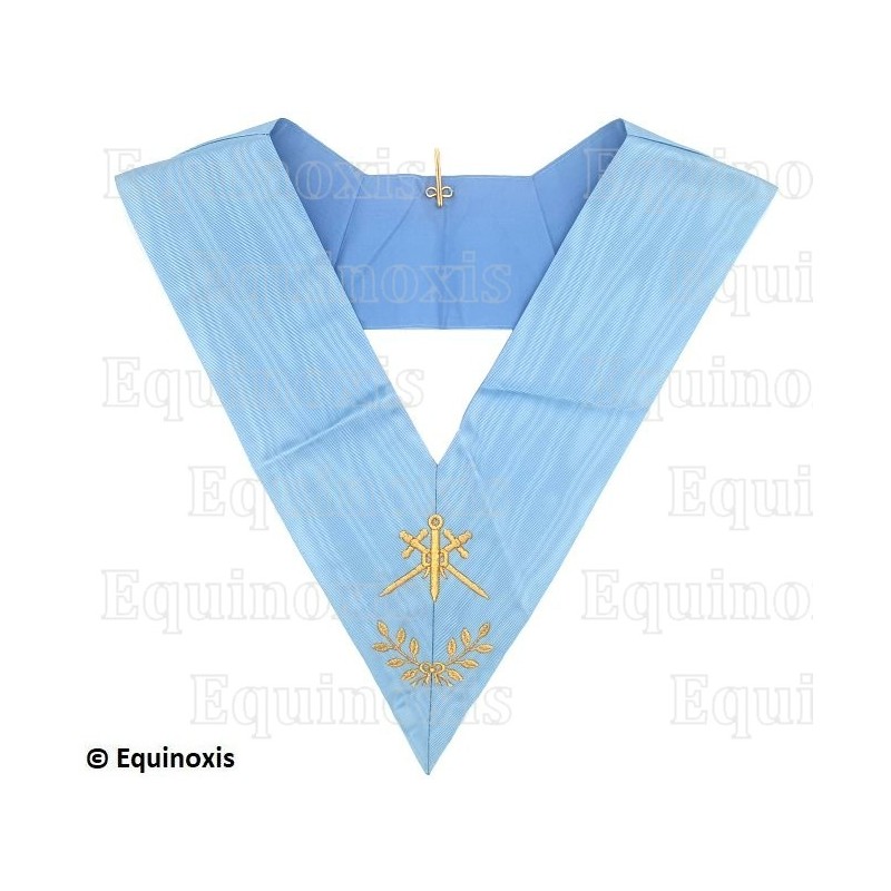 Collar masónico muaré – Rito Francés Tradicional – Maître des Cérémonies – Bordado a máquina 