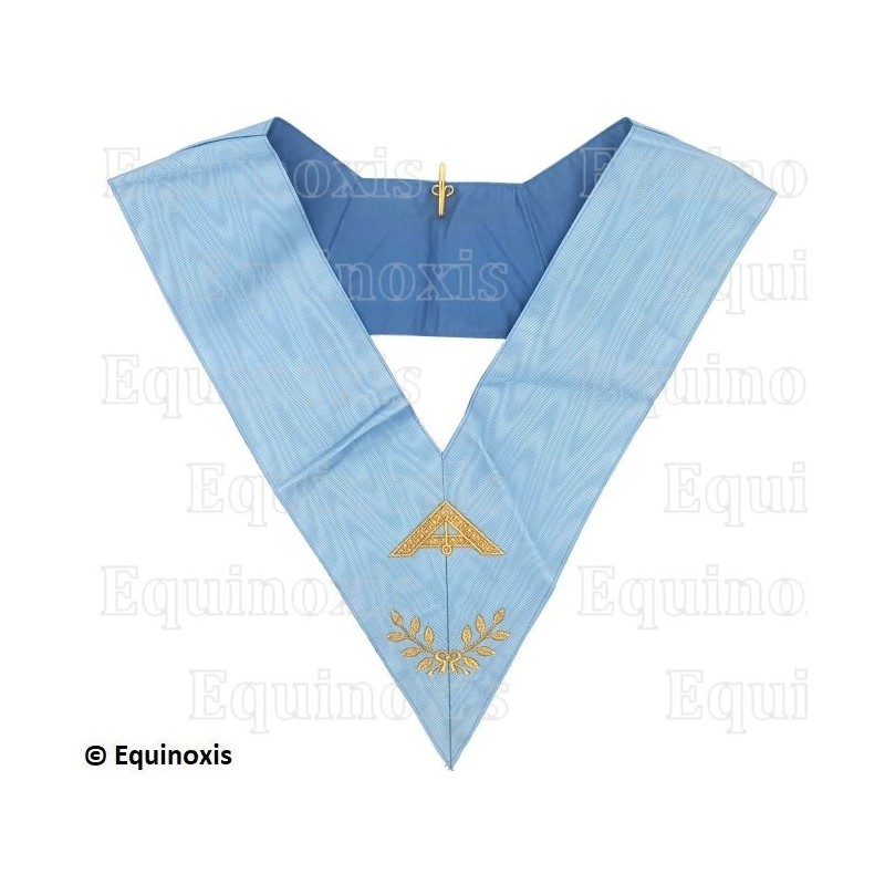 Collar masónico muaré – Rito Francés Tradicional – Premier Surveillant – Bordado a máquina 
