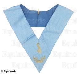 Collar masónico muaré – Rito Francés Tradicional – Maître des Banquets – Espalda azul – Bordado a máquina