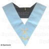 Collar masónico muaré – Rito Francés Tradicional – Trésorier – Espalda negra con calavera y lágrimas – Bordado a máquina 