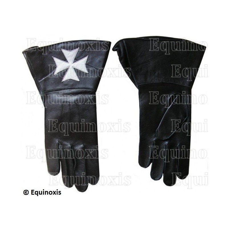 Gants cuir noir à crispins – Croix de Malte – Talla XXXL