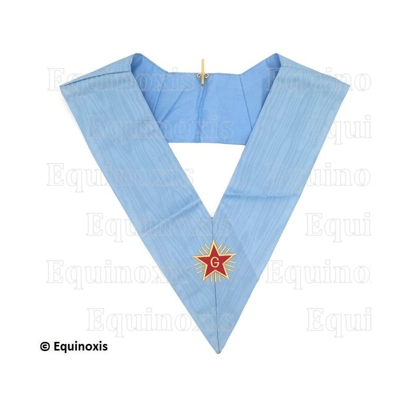Collar masónico muaré – Rito Francés Tradicional – Vénérable en chaire – Bordado a máquina 