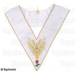 Collar masónico muaré – REAA – 33° grado – Grande Gloire et Rose rouge – Bordado a máquina