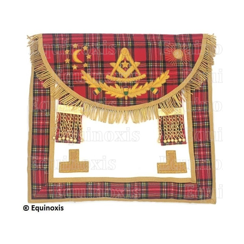 Mandil masónico de cuero – Rite Standard d'Ecosse – Venerable Maestro – Bordado a mano