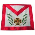 Mandil masónico de cuero – REAA – 18° grado – Caballero Rosa-Cruz – Cruz potenzada y hojas de acacia