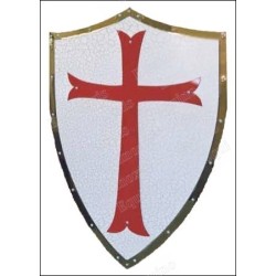 Bouclier médiéval – Cruz templaria roja sur fond blanc 