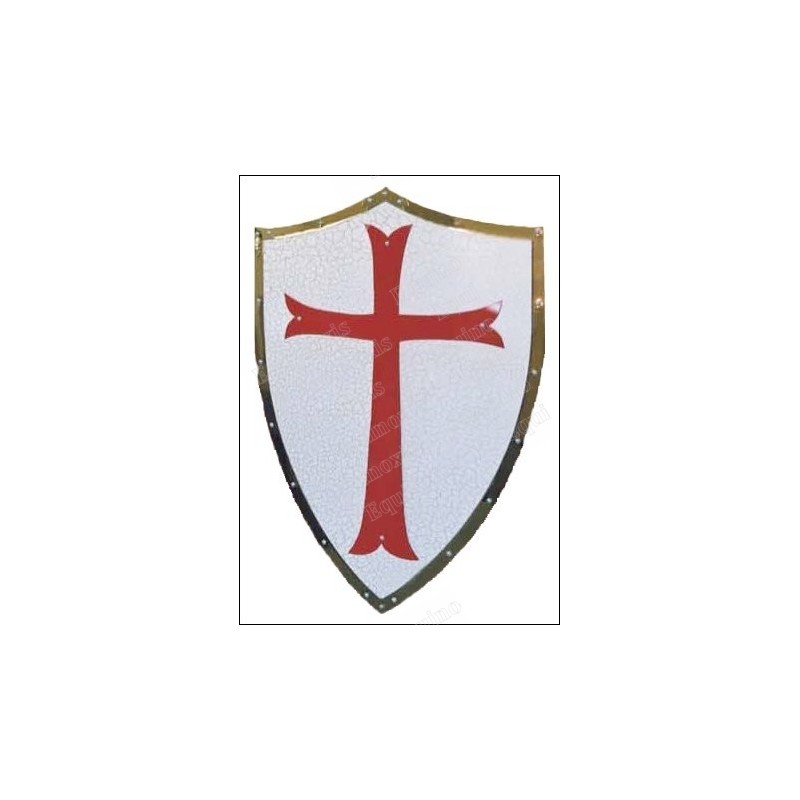 Bouclier médiéval – Cruz templaria roja sur fond blanc 