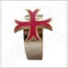 Anillo templario – Cruz templaria patada engastada esmaltada roja