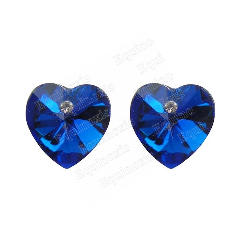 Boucles d'oreilles en cristal – Corazón – Bleu – Finition argent
