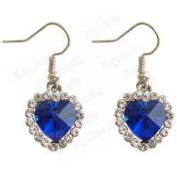 Boucles d'oreilles en cristal – Corazón diamanté – Bleu – Finition argent
