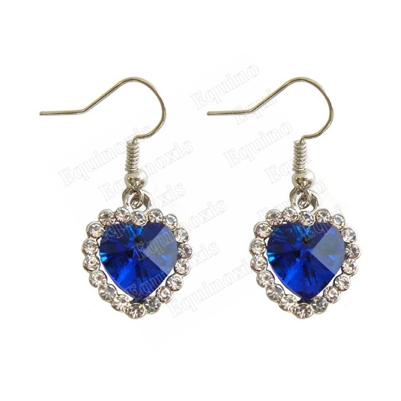 Boucles d'oreilles en cristal – Corazón diamanté – Bleu – Finition argent