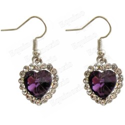 Boucles d'oreilles en cristal – Corazón diamanté – Púrpura – Finition argent