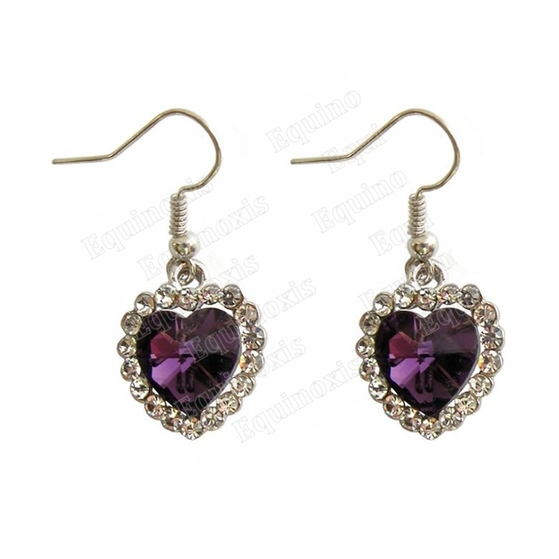 Boucles d'oreilles en cristal – Corazón diamanté – Violet – Finition argent