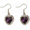 Boucles d'oreilles en cristal – Corazón diamanté – Violet – Finition argent