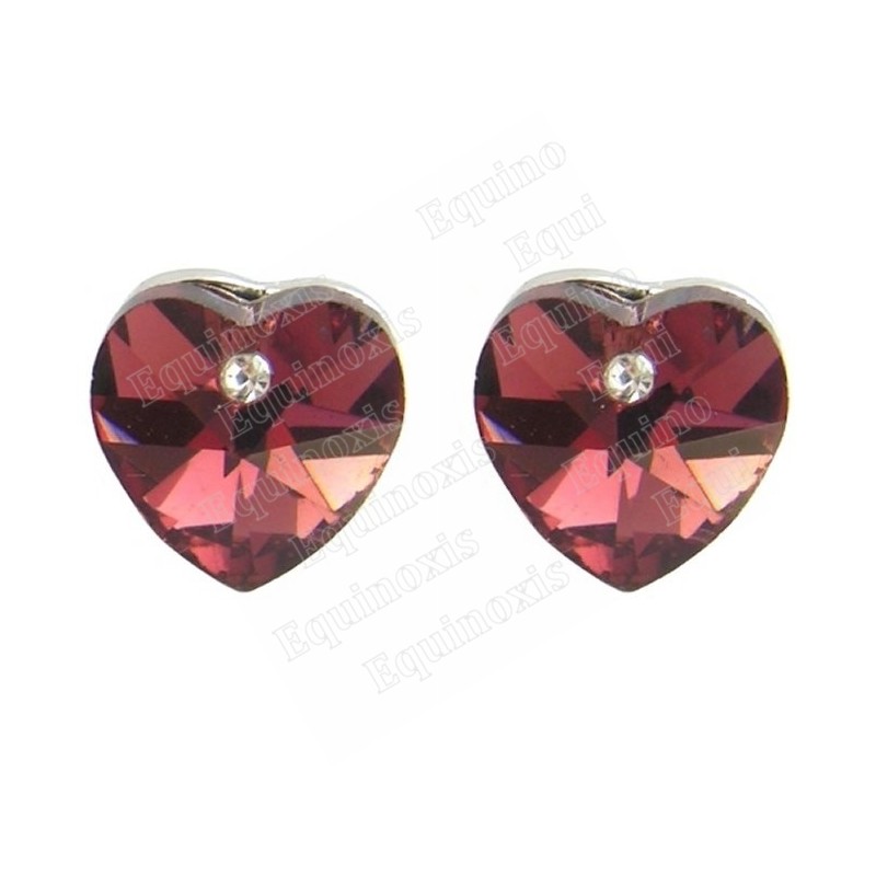 Boucles d'oreilles en cristal – Corazón – Prune – Finition argent