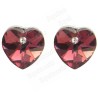 Boucles d'oreilles en cristal – Corazón – Prune – Finition argent