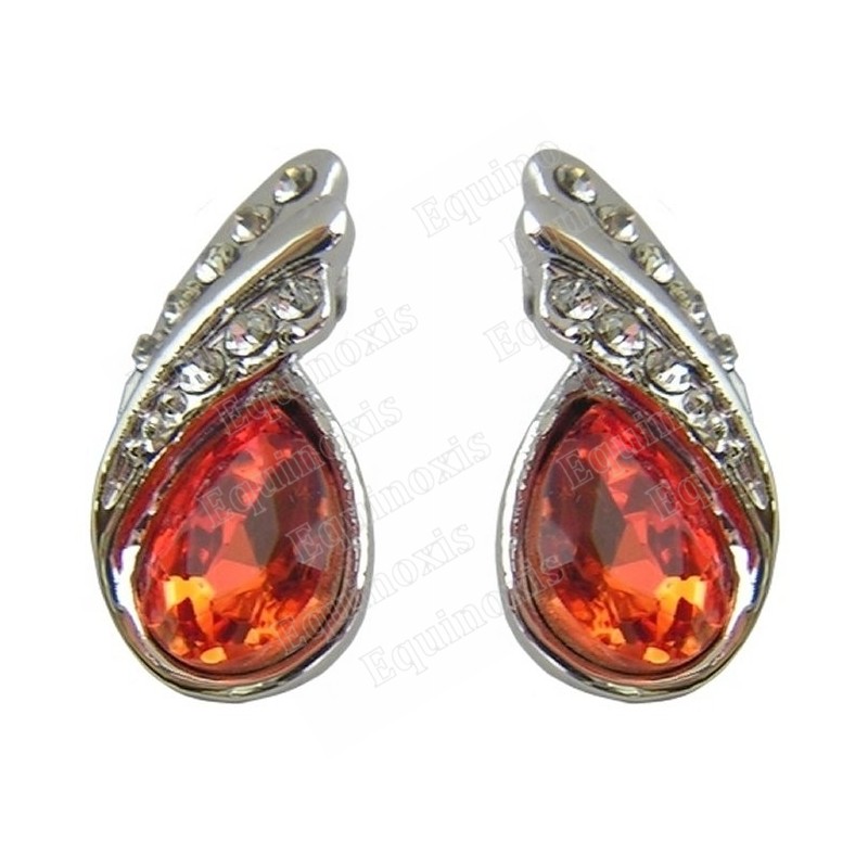 Boucles d'oreilles en cristal – Esméralda – Orange – Finition argent