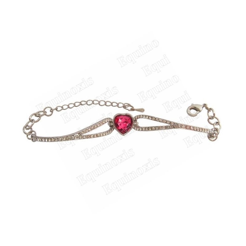 Bracelet en cristal – Corazón – Rose – Finition argent