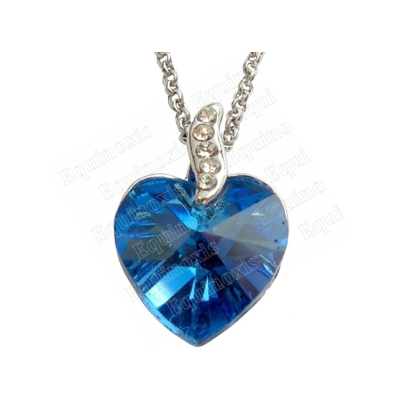 Pendentif en cristal – Corazón – Bleu – Finition argent