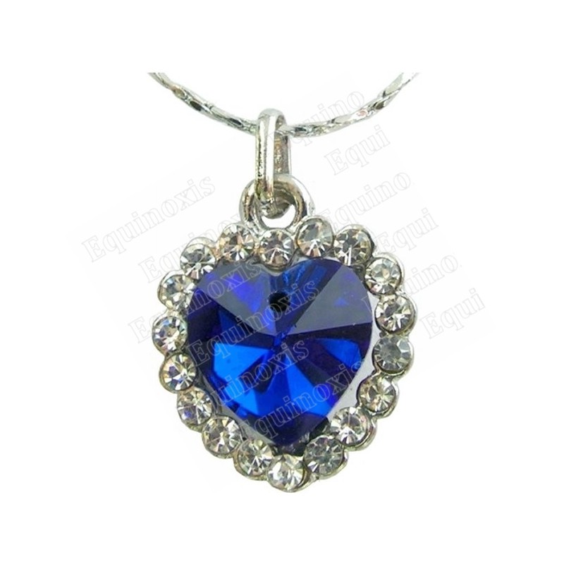 Pendentif en cristal – Corazón diamanté – Bleu – Finition argent