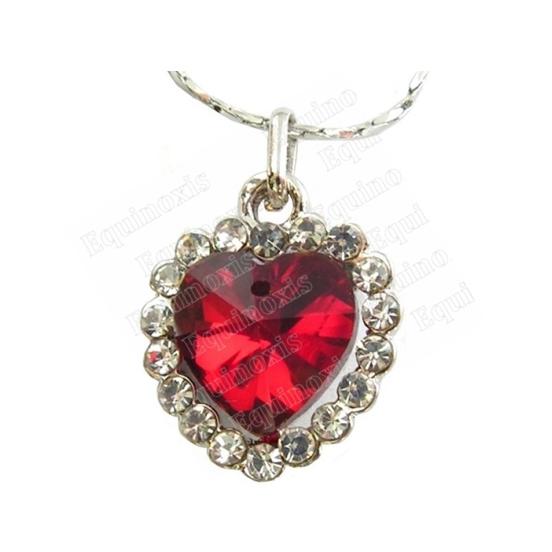 Pendentif en cristal – Corazón diamanté – Rouge – Finition argent