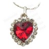 Pendentif en cristal – Corazón diamanté – Rouge – Finition argent