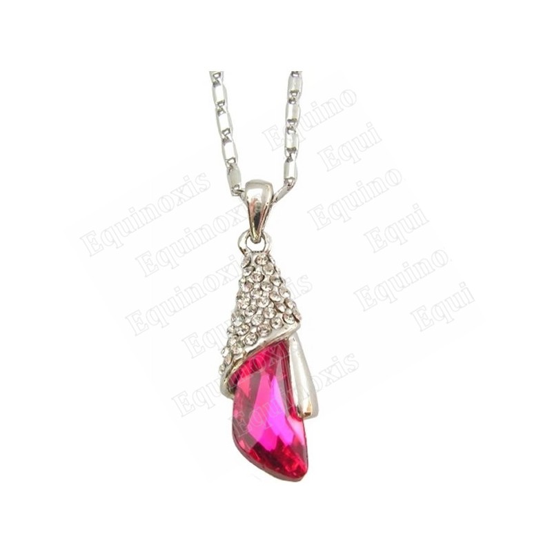 Pendentif en cristal – Goutte – Rose – Finition argent
