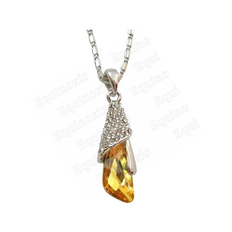 Pendentif en cristal – Goutte – Jaune – Finition argent