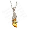 Pendentif en cristal – Goutte – Jaune – Finition argent
