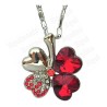 Pendentif en cristal – Trèfle à quatre feuilles – Rouge – Finition argent
