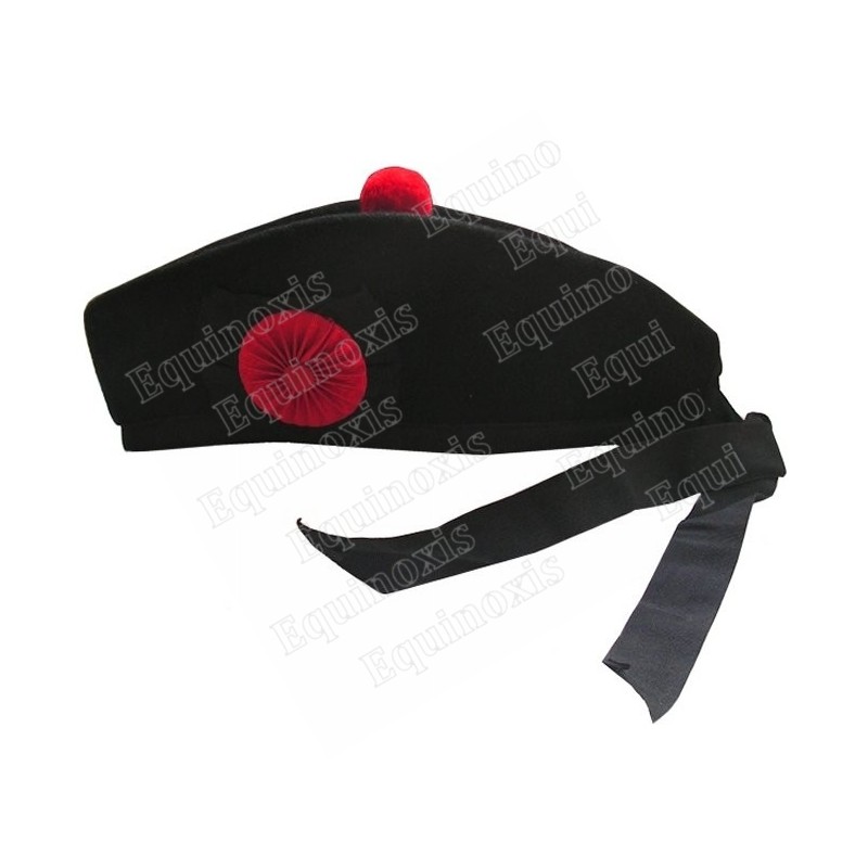 Couvre-chef maçonnique – Glengarry noir avec cocarde rouge – Talla 55