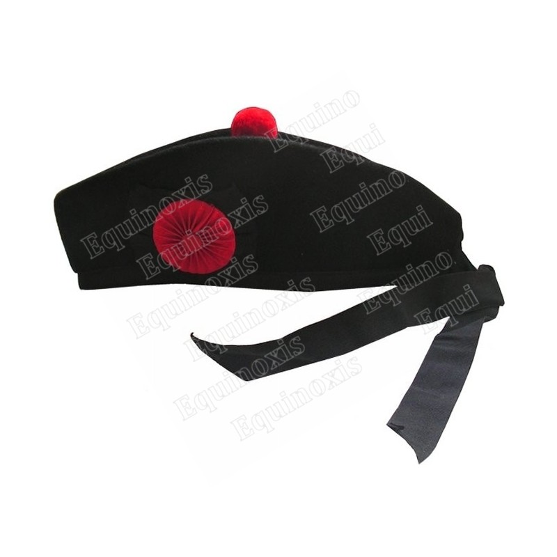 Couvre-chef maçonnique – Glengarry noir avec cocarde rouge – Talla 60