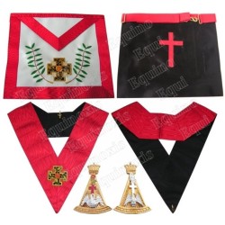 Ensemble 18° grado – Caballero Rosa-Cruz – Mandil imitación cuero + collares bordados a mano + joya