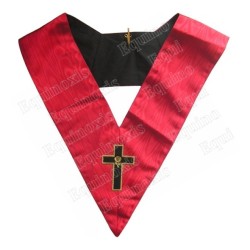 Collar masónico muaré – REAA – 18° grado – Caballero Rosa-Cruz –  Cruz latina – Bordado a máquina