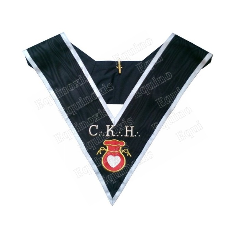 Collar masónico muaré – REAA – 30° grado – CKH – Grand Hospitalier – Bordado a máquina