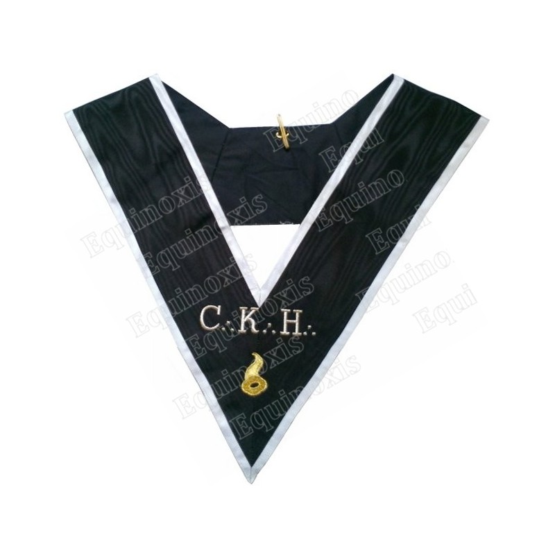 Collar masónico muaré – REAA – 30° grado – CKH – Grand Maître des Banquets – Bordado a máquina