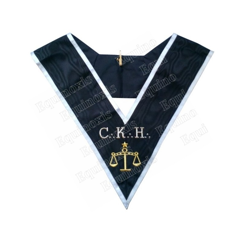 Collar masónico muaré – REAA – 30° grado – CKH – Premier Grand Juge – Bordado a máquina