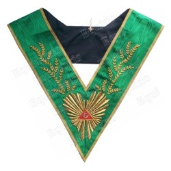 Collar masónico muaré – Rite de Cerneau – Vénérable Maître – Acacia 224 feuilles – Brodé main