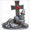 Figurine magicien étain – Mago allongé lisant au pied d'une croix
