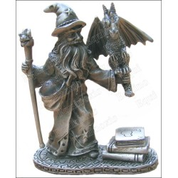 Figurine magicien étain – Magicien avec bébé dragon 
