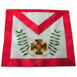 Tablier maçonnique en faux cuir – REAA – 18° grado – Caballero Rosa-Cruz – Croix potencée et feuilles d'acacia