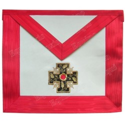 Tablier maçonnique en faux cuir – REAA – 18° grado – Caballero Rosa-Cruz – Croix potencée
